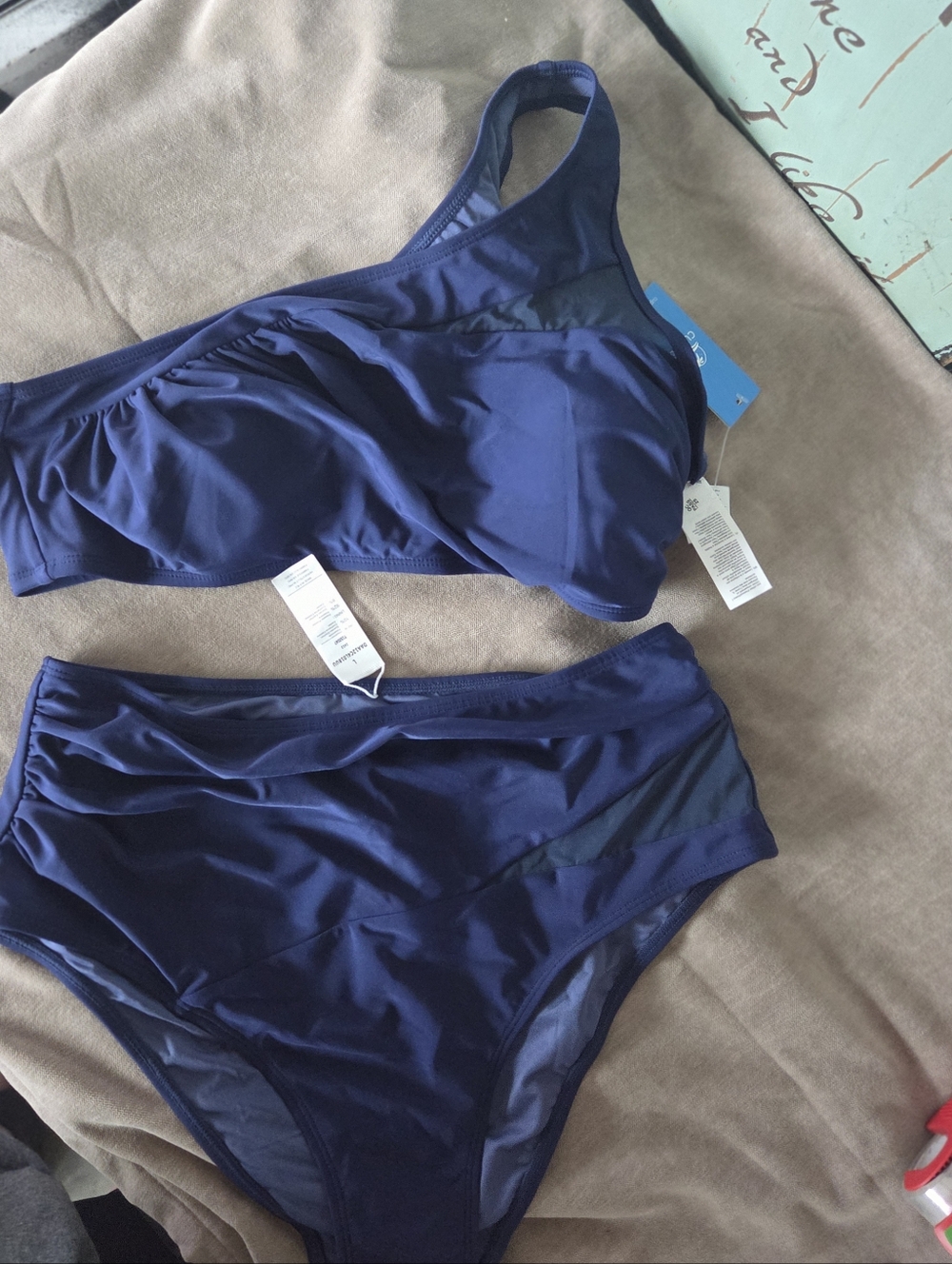 Cupshe Navy Two-Piece Swim Set - High Waist Bikini L